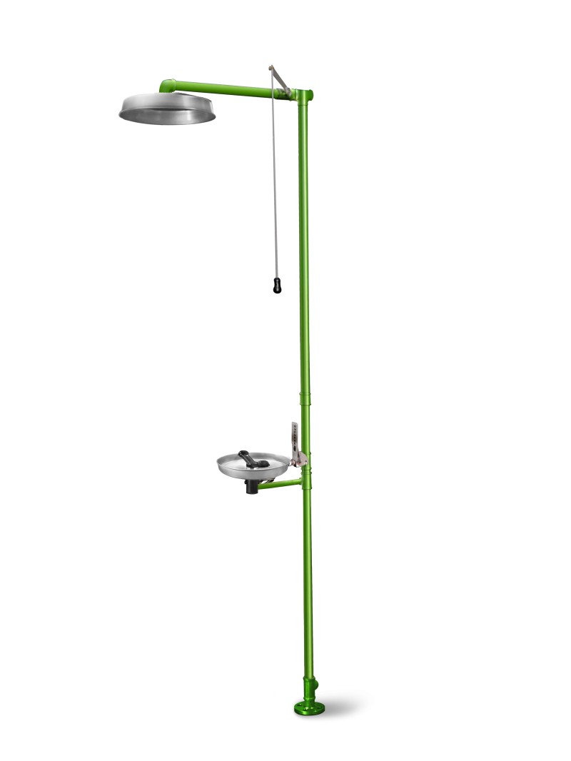 Chuveiro e Lava Olhos de Emergência Bacia INOX | Indigo Safety